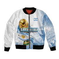 Personalized Argentina Football Champion Trophy Bomber Jacket Flag Soccer Fan Graphic