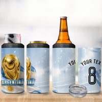 Personalized Argentina Football Champion Trophy 4 in 1 Can Cooler Tumbler Flag Soccer Fan Graphic