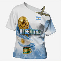 Personalized Argentina Football Champion Trophy Cross Shoulder Shirt Flag Soccer Fan Graphic