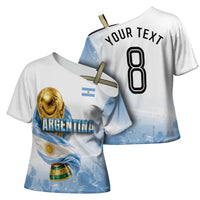 Personalized Argentina Football Champion Trophy Cross Shoulder Shirt Flag Soccer Fan Graphic
