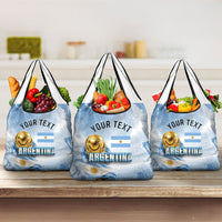 Personalized Argentina Football Champion Trophy Grocery Bag Flag Soccer Fan Graphic