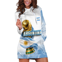 Personalized Argentina Football Champion Trophy Hoodie Dress Flag Soccer Fan Graphic
