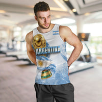 Personalized Argentina Football Champion Trophy Men Tank Top Flag Soccer Fan Graphic