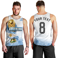 Personalized Argentina Football Champion Trophy Men Tank Top Flag Soccer Fan Graphic