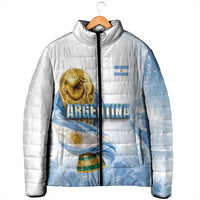Personalized Argentina Football Champion Trophy Padded Jacket Flag Soccer Fan Graphic