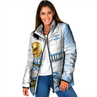 Personalized Argentina Football Champion Trophy Padded Jacket Flag Soccer Fan Graphic