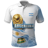 Personalized Argentina Football Champion Trophy Polo Shirt Flag Soccer Fan Graphic