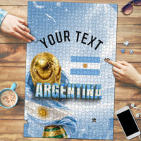 Personalized Argentina Football Champion Trophy Puzzle Flag Soccer Fan Graphic
