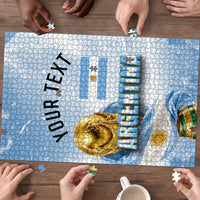 Personalized Argentina Football Champion Trophy Puzzle Flag Soccer Fan Graphic