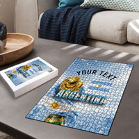 Personalized Argentina Football Champion Trophy Puzzle Flag Soccer Fan Graphic