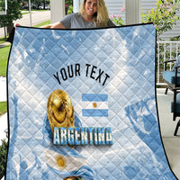 Personalized Argentina Football Champion Trophy Quilt Flag Soccer Fan Graphic