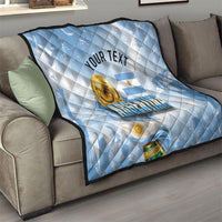 Personalized Argentina Football Champion Trophy Quilt Flag Soccer Fan Graphic