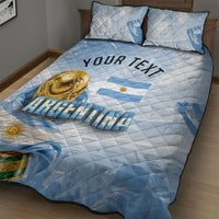 Personalized Argentina Football Champion Trophy Quilt Bed Set Flag Soccer Fan Graphic