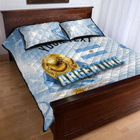 Personalized Argentina Football Champion Trophy Quilt Bed Set Flag Soccer Fan Graphic