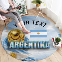 Personalized Argentina Football Champion Trophy Round Carpet Flag Soccer Fan Graphic