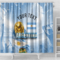 Personalized Argentina Football Champion Trophy Shower Curtain Flag Soccer Fan Graphic