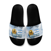 Personalized Argentina Football Champion Trophy Slide Sandals Flag Soccer Fan Graphic
