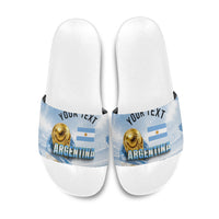 Personalized Argentina Football Champion Trophy Slide Sandals Flag Soccer Fan Graphic