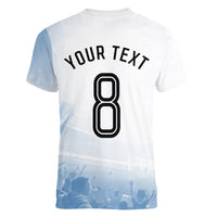 Personalized Argentina Football Champion Trophy Women V-Neck T-Shirt Flag Soccer Fan Graphic