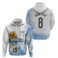 Personalized Argentina Football Champion Trophy Zip Hoodie Flag Soccer Fan Graphic