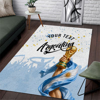 Personalized Argentina Football Area Rug Soccer Trophy Celebration Flag Graphic