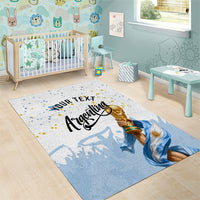 Personalized Argentina Football Area Rug Soccer Trophy Celebration Flag Graphic