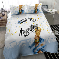 Personalized Argentina Football Bedding Set Soccer Trophy Celebration Flag Graphic