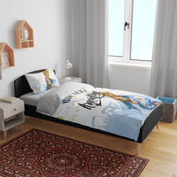 Personalized Argentina Football Bedding Set Soccer Trophy Celebration Flag Graphic