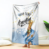 Personalized Argentina Football Blanket Soccer Trophy Celebration Flag Graphic