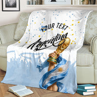 Personalized Argentina Football Blanket Soccer Trophy Celebration Flag Graphic