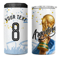 Personalized Argentina Football 4 in 1 Can Cooler Tumbler Soccer Trophy Celebration Flag Graphic
