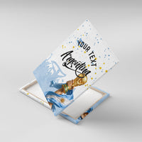 Personalized Argentina Football Canvas Wall Art Soccer Trophy Celebration Flag Graphic