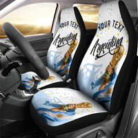 Personalized Argentina Football Car Seat Cover Soccer Trophy Celebration Flag Graphic