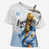 Personalized Argentina Football Cross Shoulder Shirt Soccer Trophy Celebration Flag Graphic