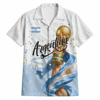 Personalized Argentina Football Hawaiian Shirt Soccer Trophy Celebration Flag Graphic