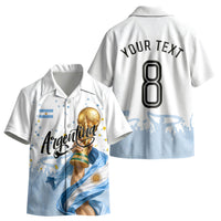 Personalized Argentina Football Kid Hawaiian Shirt Soccer Trophy Celebration Flag Graphic