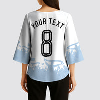 Personalized Argentina Football Kimono Sleeve Blouse Soccer Trophy Celebration Flag Graphic