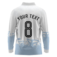 Personalized Argentina Football Long Sleeve Polo Shirt Soccer Trophy Celebration Flag Graphic