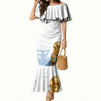 Personalized Argentina Football Mermaid Dress Soccer Trophy Celebration Flag Graphic