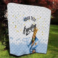 Personalized Argentina Football Quilt Soccer Trophy Celebration Flag Graphic