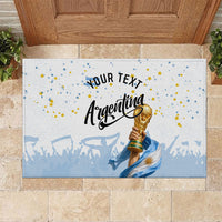 Personalized Argentina Football Rubber Doormat Soccer Trophy Celebration Flag Graphic