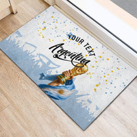 Personalized Argentina Football Rubber Doormat Soccer Trophy Celebration Flag Graphic