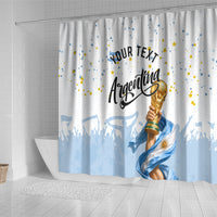 Personalized Argentina Football Shower Curtain Soccer Trophy Celebration Flag Graphic