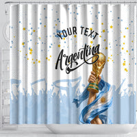 Personalized Argentina Football Shower Curtain Soccer Trophy Celebration Flag Graphic