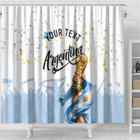 Personalized Argentina Football Shower Curtain Soccer Trophy Celebration Flag Graphic