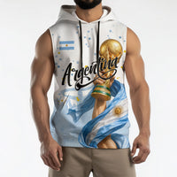Personalized Argentina Football Sleeveless Hoodie Soccer Trophy Celebration Flag Graphic