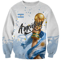 Personalized Argentina Football Sweatshirt Soccer Trophy Celebration Flag Graphic