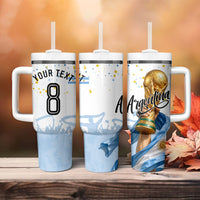Personalized Argentina Football Tumbler With Handle Soccer Trophy Celebration Flag Graphic
