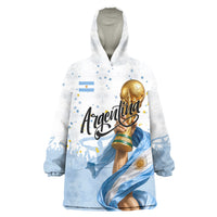 Personalized Argentina Football Wearable Blanket Hoodie Soccer Trophy Celebration Flag Graphic
