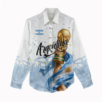 Personalized Argentina Football Women Casual Shirt Soccer Trophy Celebration Flag Graphic